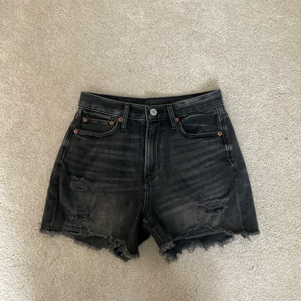 American Eagle Outfitters Black Distressed Jean Shorts